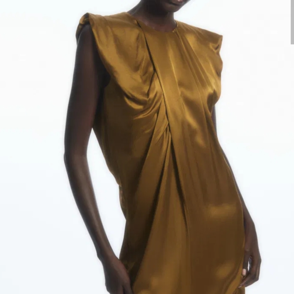 COS Gold Brown Sheath Dress Sleeveless Cocktail